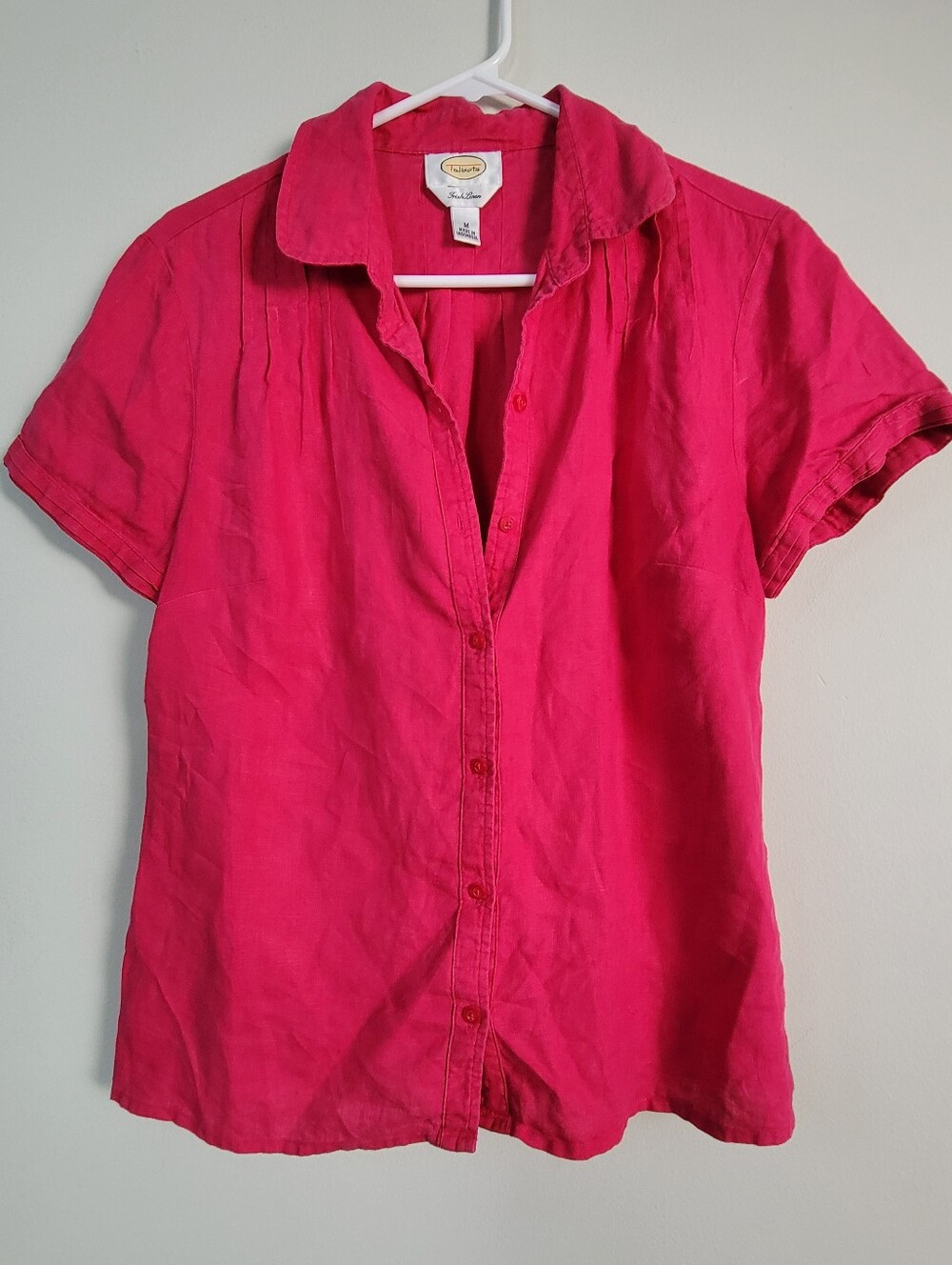 Talbots Pink Irish Linen Blouse Women's M Office Summer Beachy Luxury